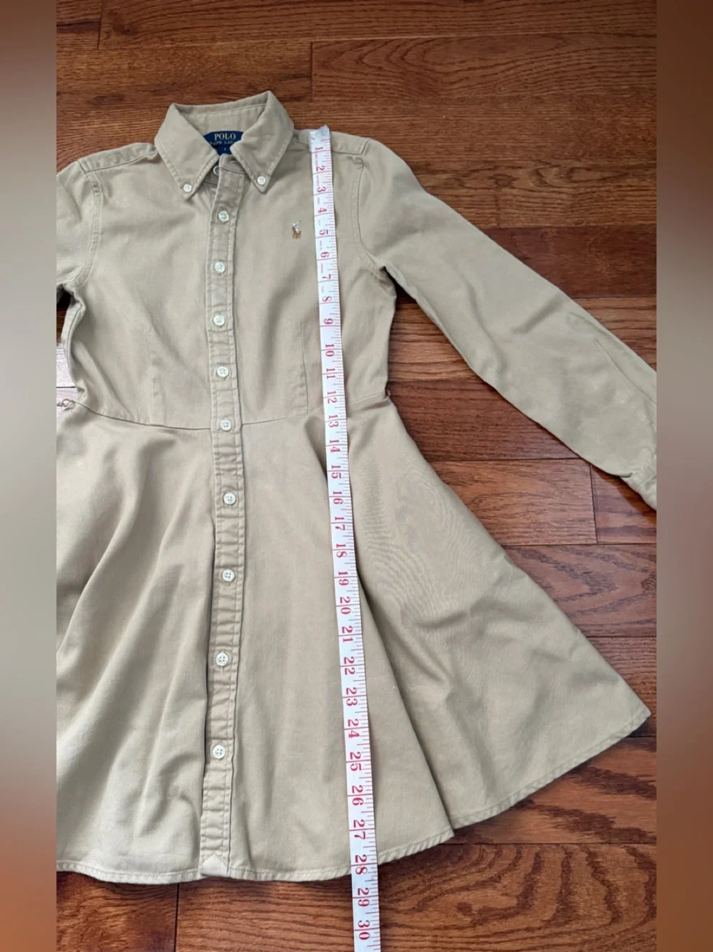 Ralph Lauren Beige Button-Front Shirt Dress No Belt Sz 8